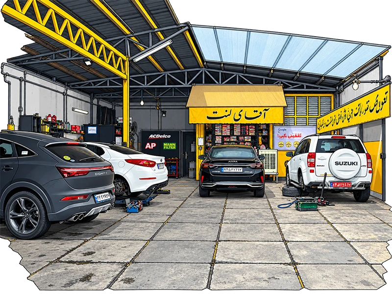 تصویرسازی تعمیرگاه تخصصی سیستم ترمز وان استاپ بریک