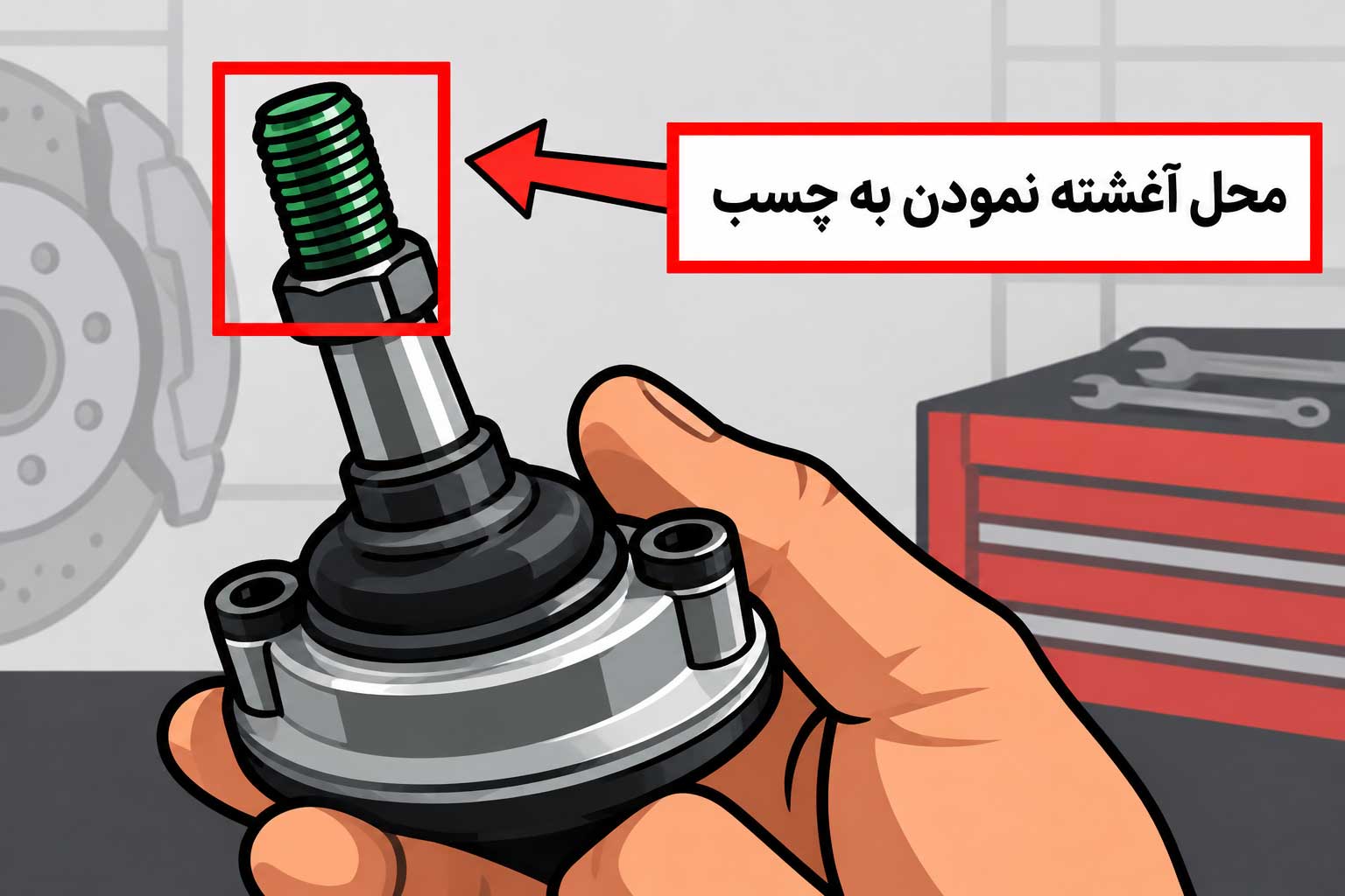 محل استفاده از ماده قفل‌کننده رزوه در اتصال دمپر کالیپر عقب